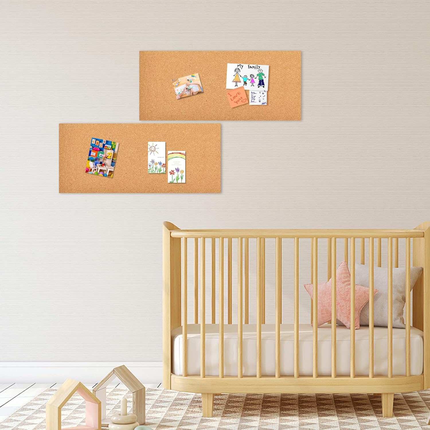粘着裏地付きコルク掲示板2/4/6枚、サイズ17x8インチ（ - Home Decor Vision Board のレビューと価格