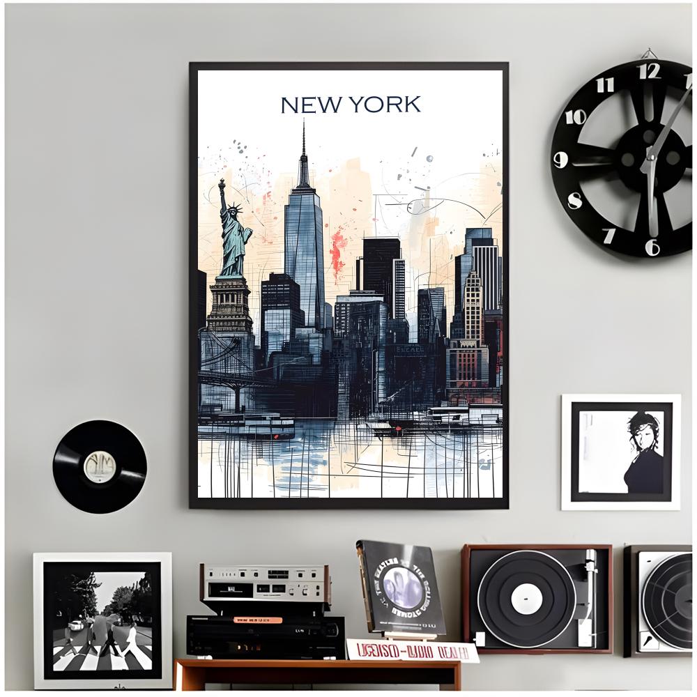 都市旅行キャンバスニューヨークポスターモダンウォールアート家 - Home Decor New York のレビューと価格