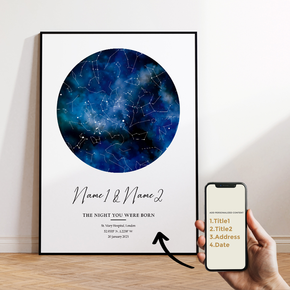 現代風カスタムパーソナライズ夜空星図ウォールアートキャンバス - Home Decor Wall Pictures のレビューと価格