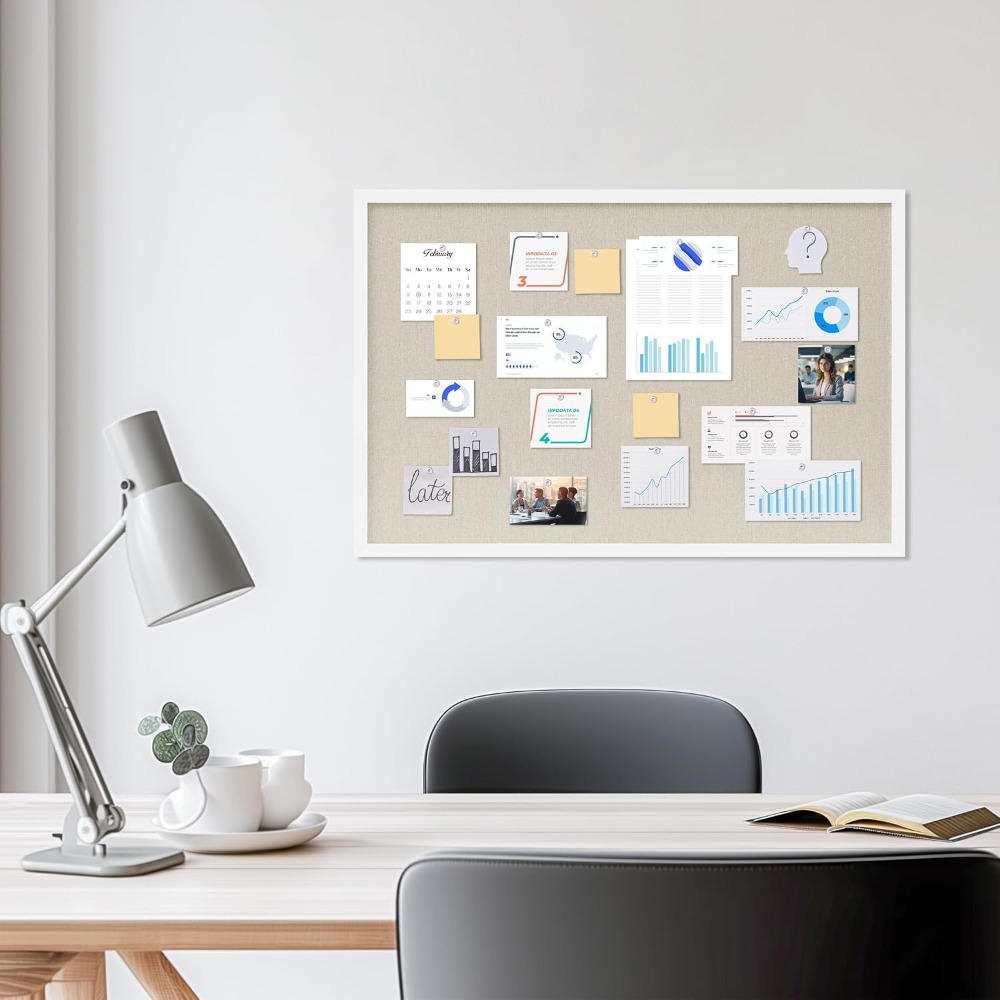 コルクボード 30x20インチ リネンホワイト掲示板 吊り下 - Home Decor Vision Board のレビューと価格