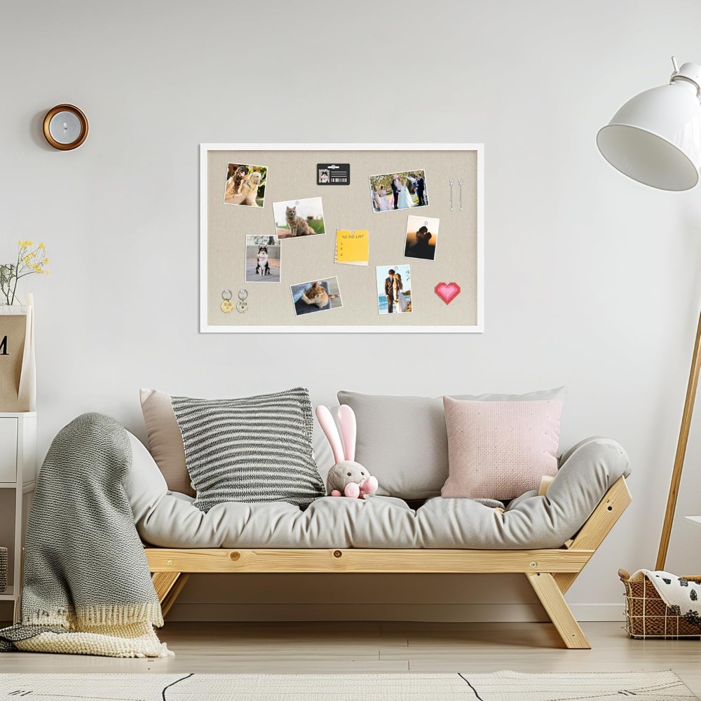 コルクボード 30x20インチ リネンホワイト掲示板 吊り下 - Home Decor Vision Board のレビューと価格