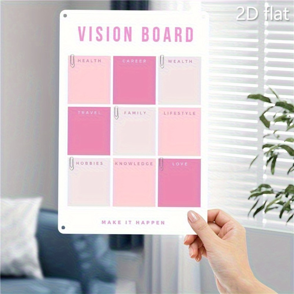 2Dフラットメタルウォールアート、ピンクホワイトアルミビジョ - Home Decor Vision Board のレビューと価格