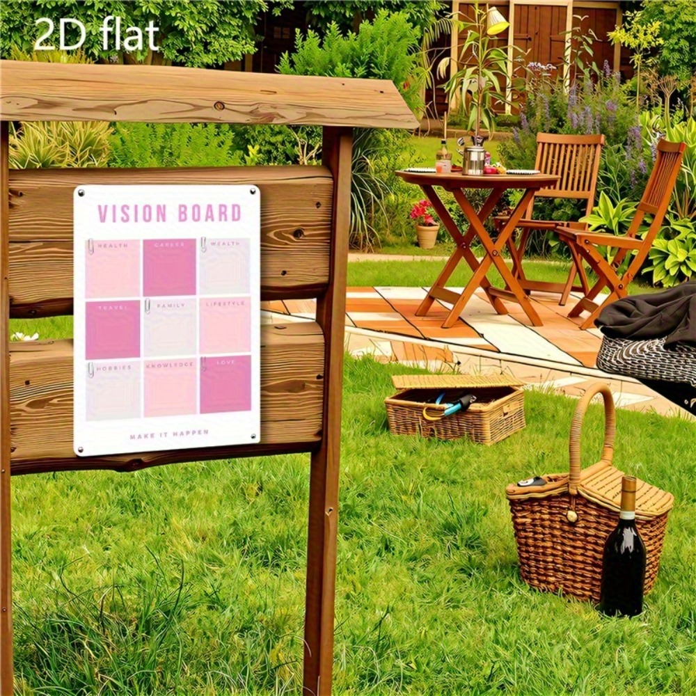 2Dフラットメタルウォールアート、ピンクホワイトアルミビジョ - Home Decor Vision Board のレビューと価格