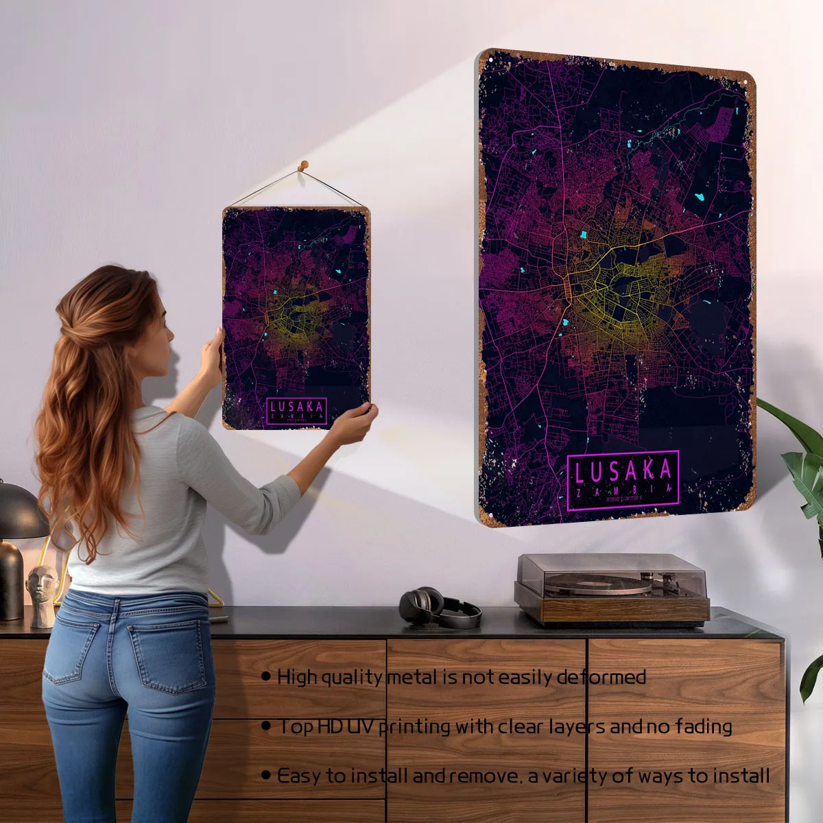 ルサカ市地図ザンビアネオンポスターマップメタルサインマンケイ - Home Decor Zambia のレビューと価格