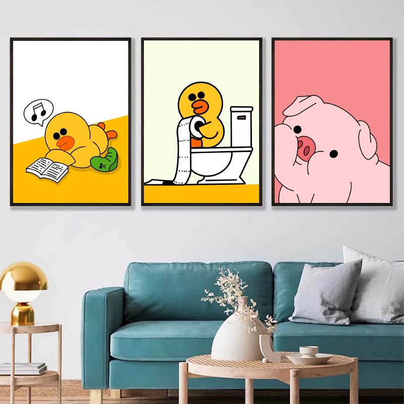 1枚入りフレームレス面白いミームグースダックカエル豚ポスター - Home Decor Duck のレビューと価格