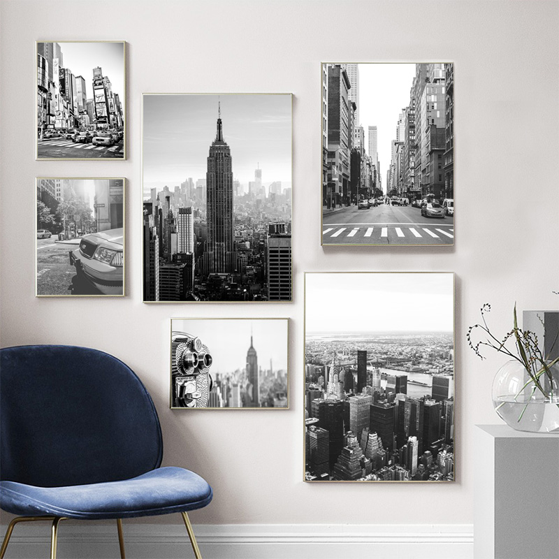 ニューヨーク市キャンバス絵画ポスターとプリント白黒壁アート写 - Home Decor New York のレビューと価格