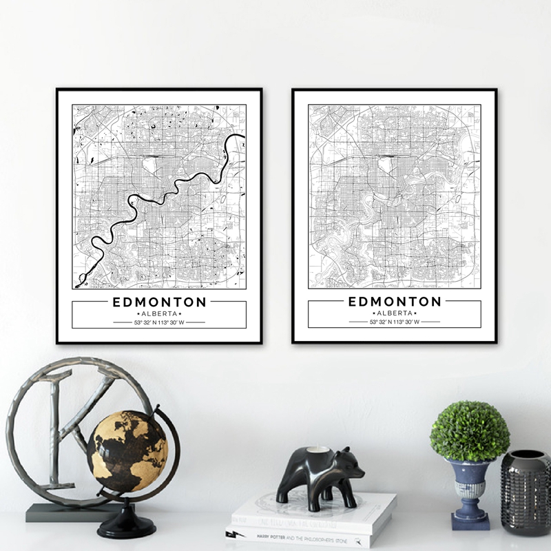 Edmonton-黒と白のキャンバスのポスター,家の壁の装飾 - Home Decor Canada のレビューと価格