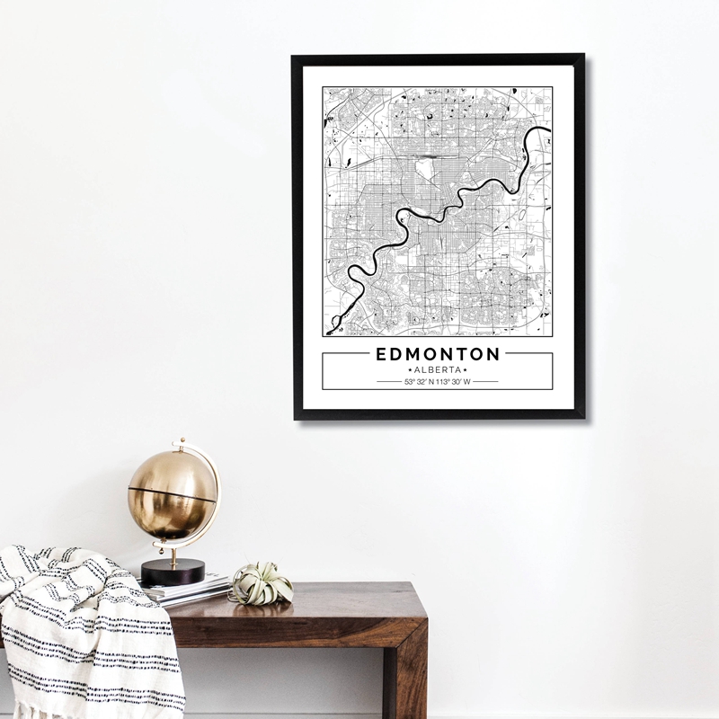 Edmonton-黒と白のキャンバスのポスター,家の壁の装飾 - Home Decor Canada のレビューと価格